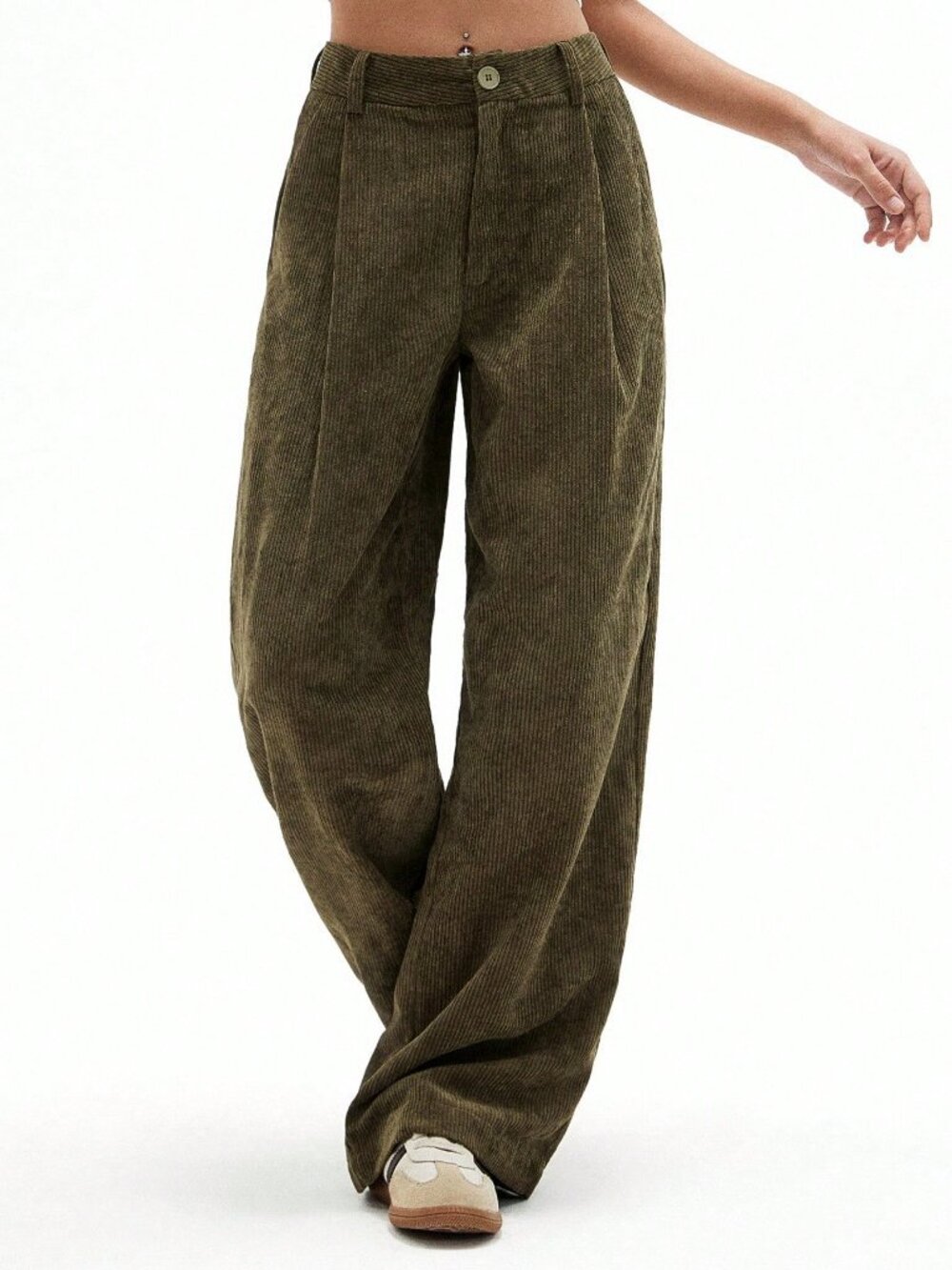 Army Green Casual Women's Straight Leg Pants